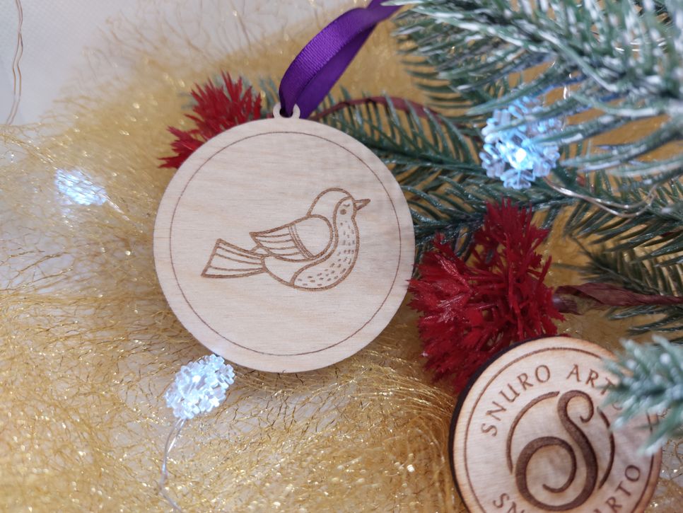 Dřevěná vánoční ozdoba - ptáček